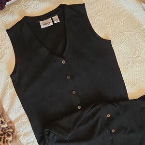 Chico's Travelers Knit Black V-Neck Button Front Dress